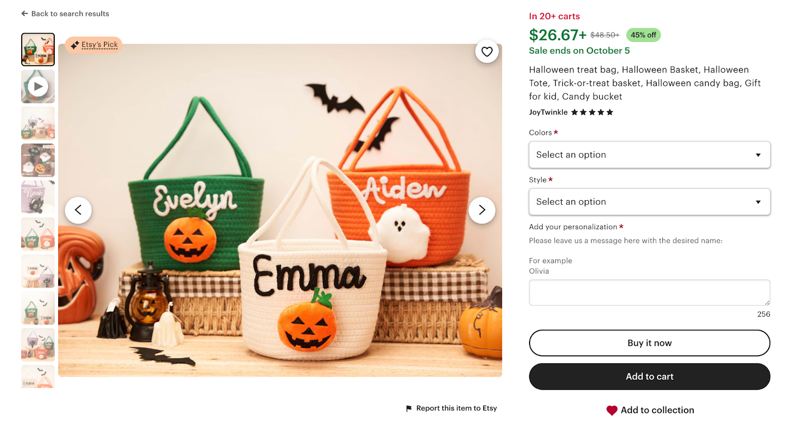 Personalized trick-or-treat bags