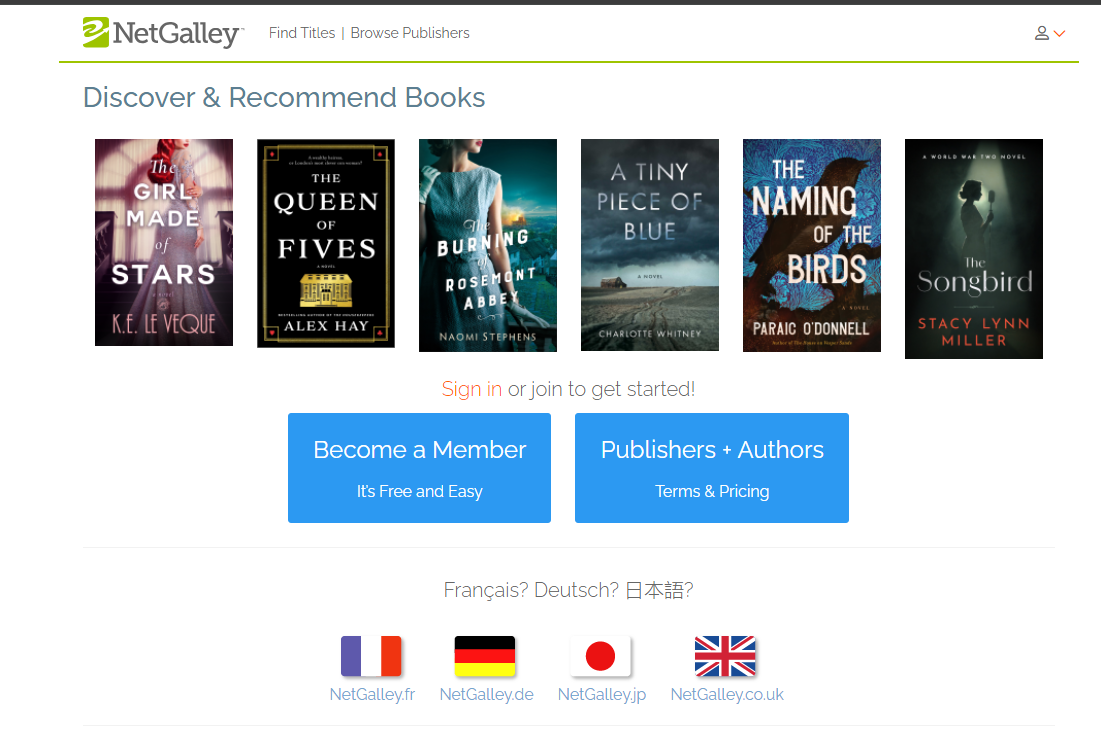 ARCS netgalley homepage screenshot