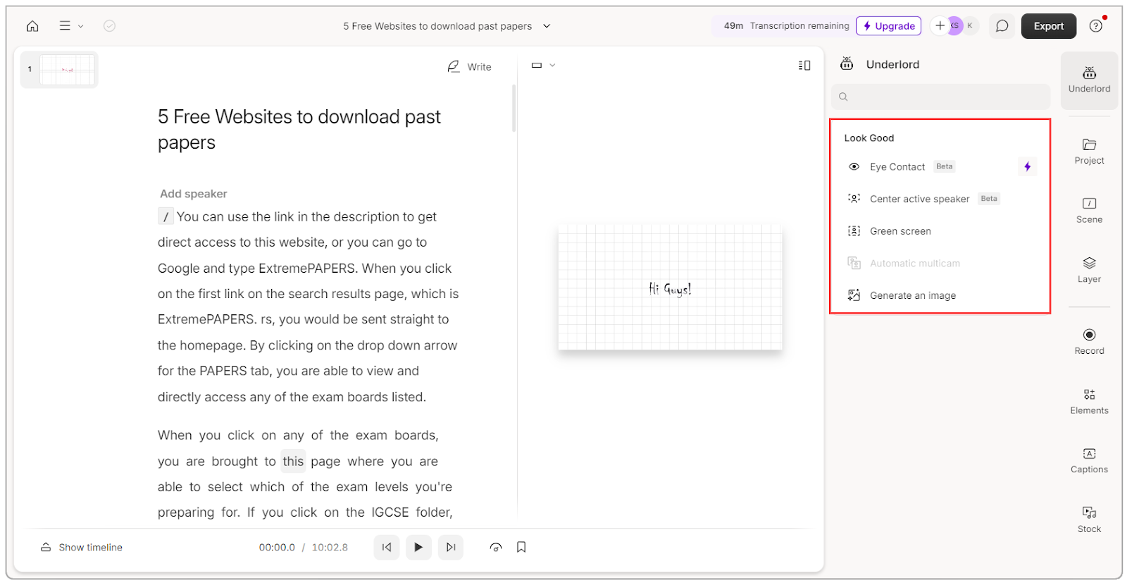 Adjust and enhance video visuals with AI screenshot