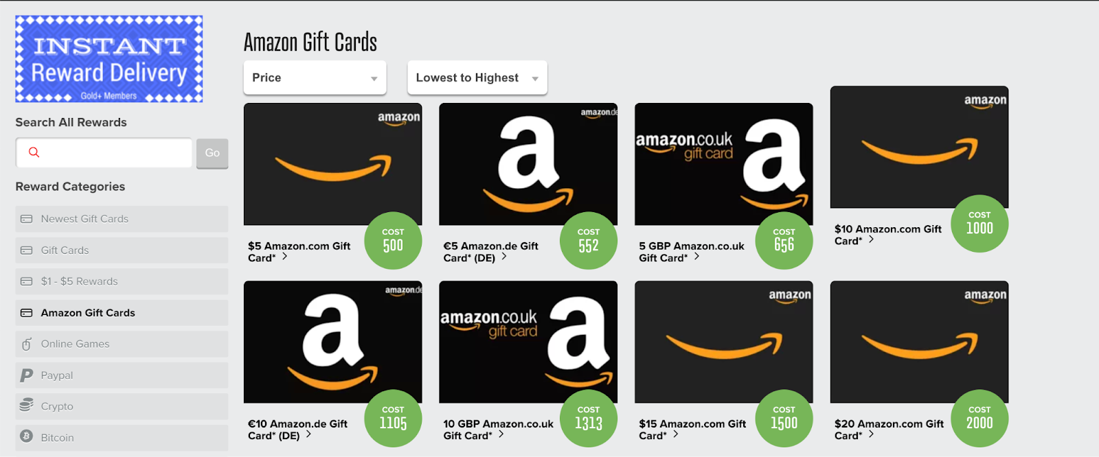 Amazon giftcards