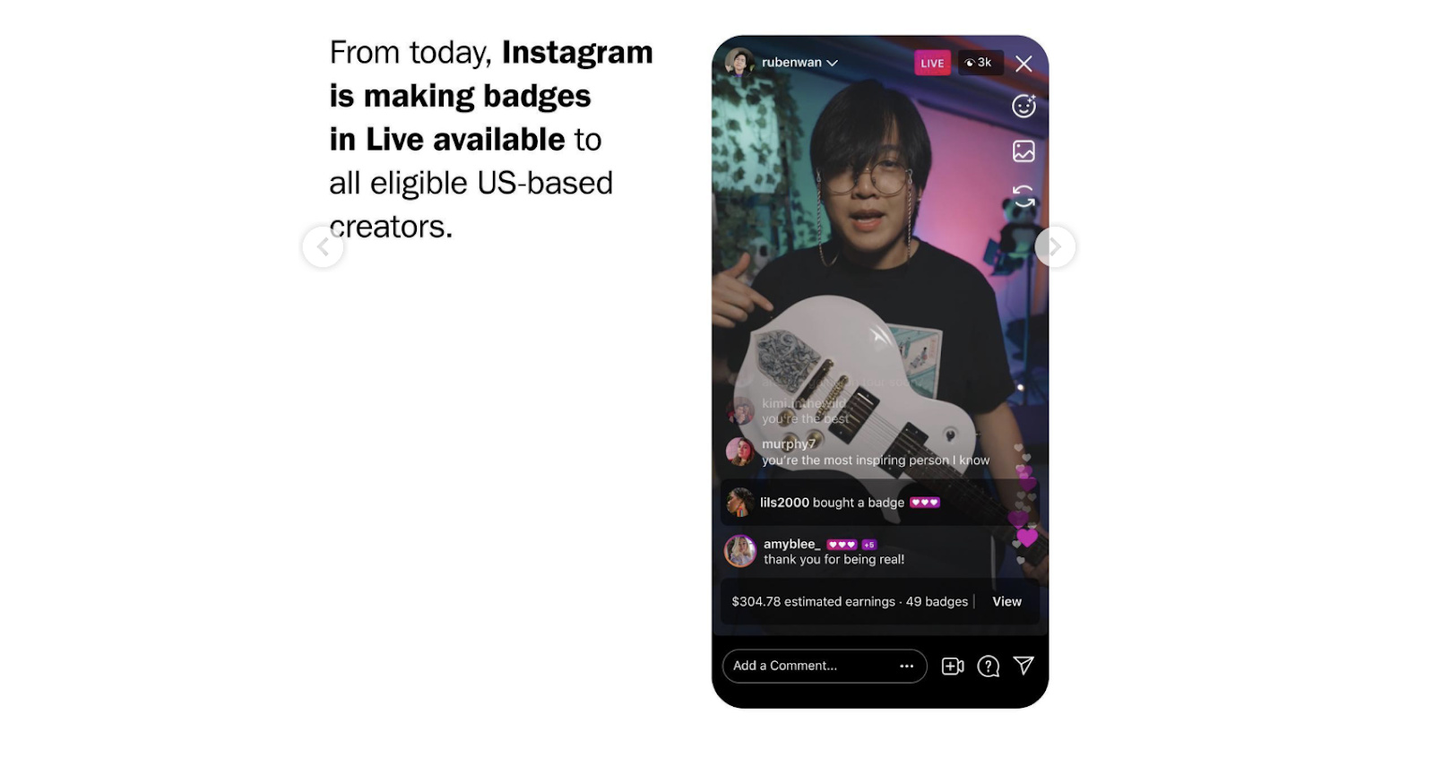 Badges on Instagram Live