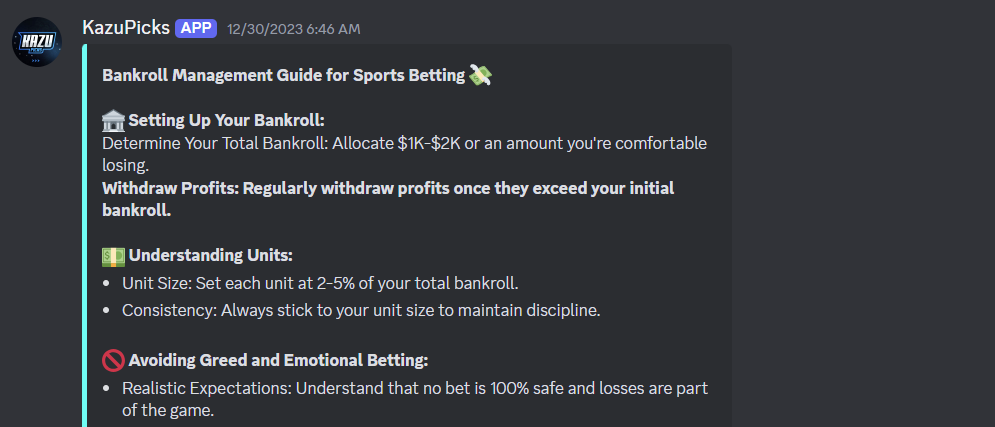 Betting mentorship you get within Kazupicks discord