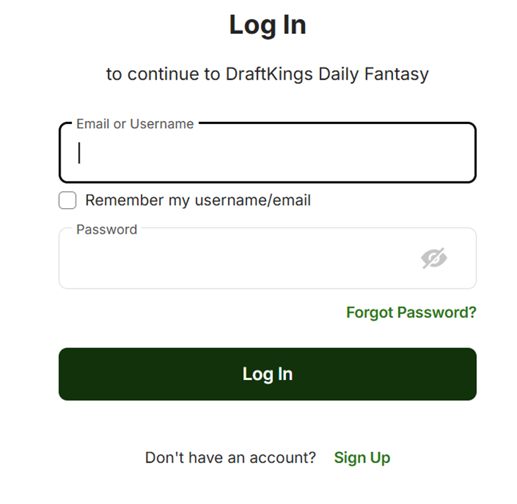 DraftKings log in