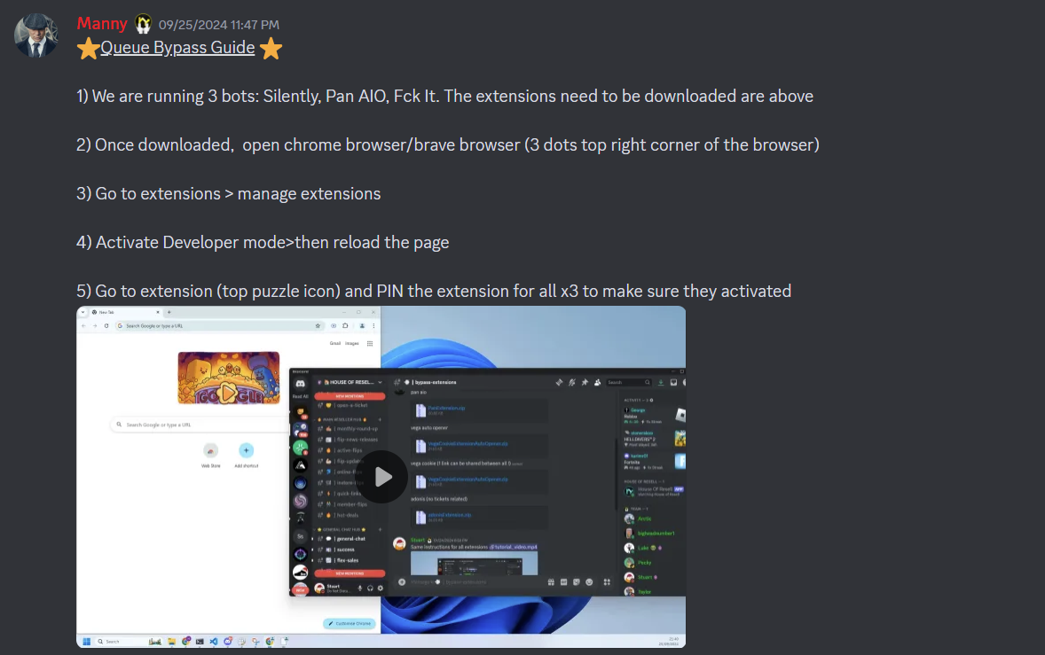 House of Resell's essential monitors and tools discord screenshot