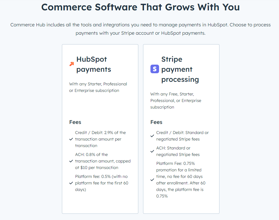 HubSpot Commerce Hub tools