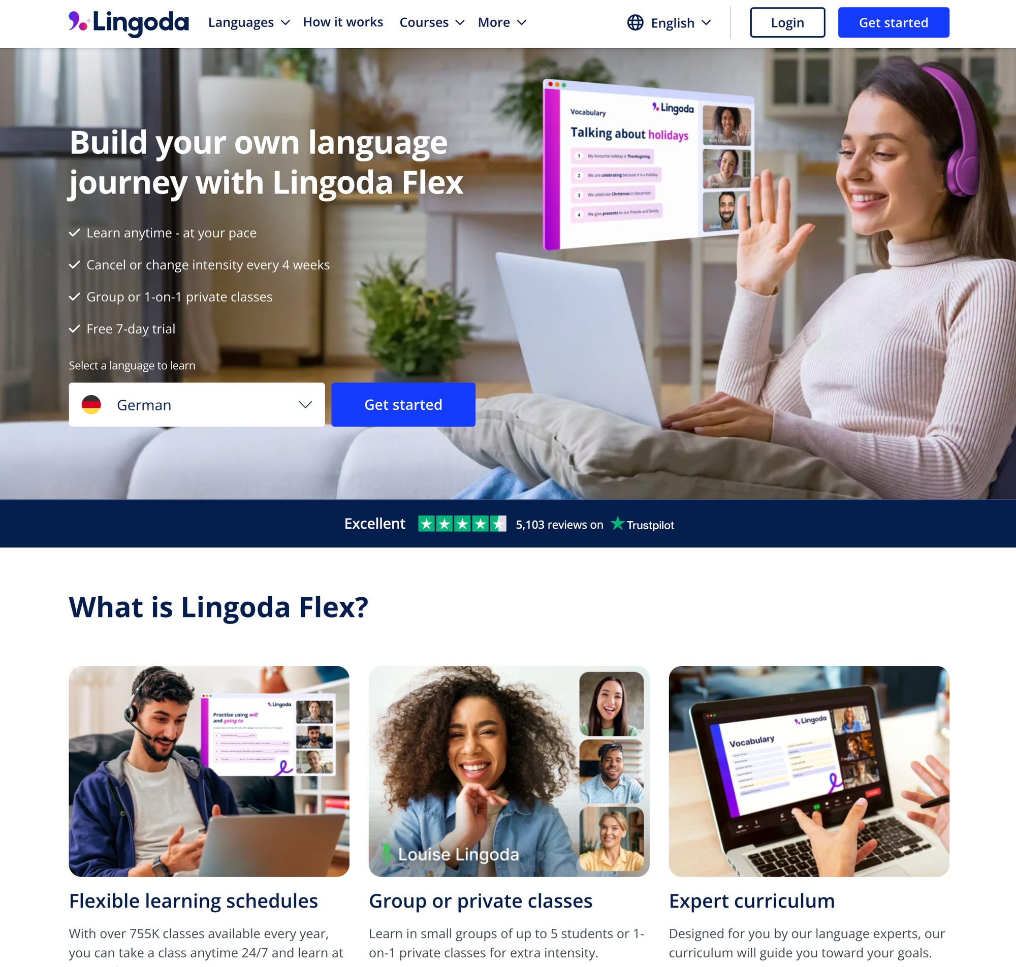 Lingoda Homepage screenshot