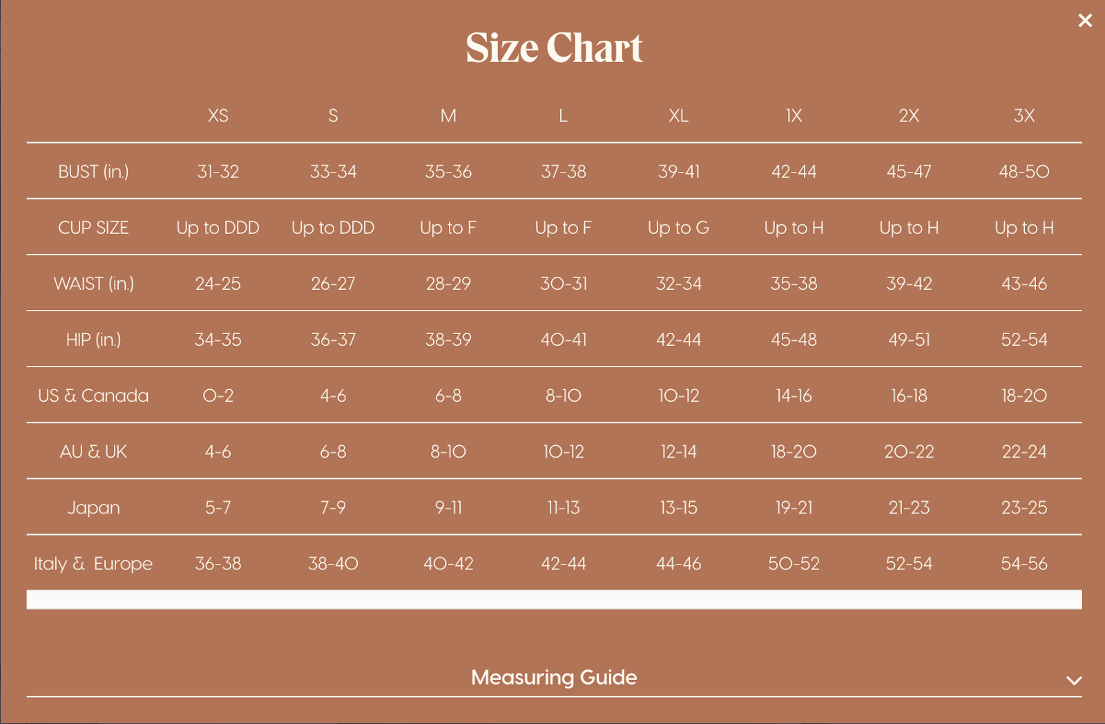 MATE Organic Cotton Classic Tee size chart feature screenshot