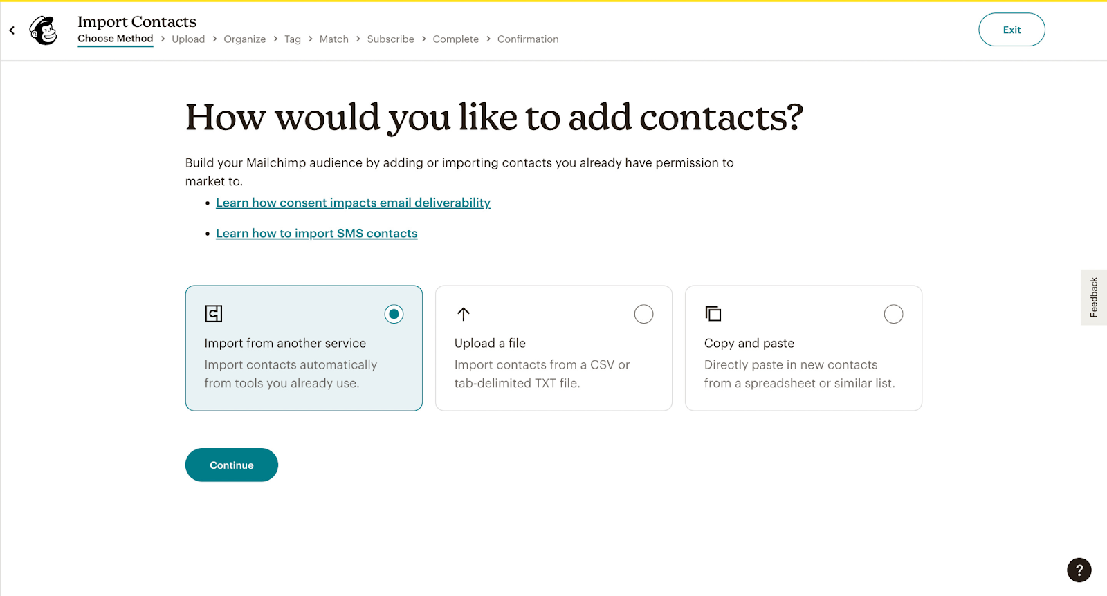 Mailchimp add contacts