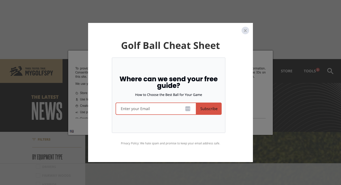 MyGolfSpy lead magnet
