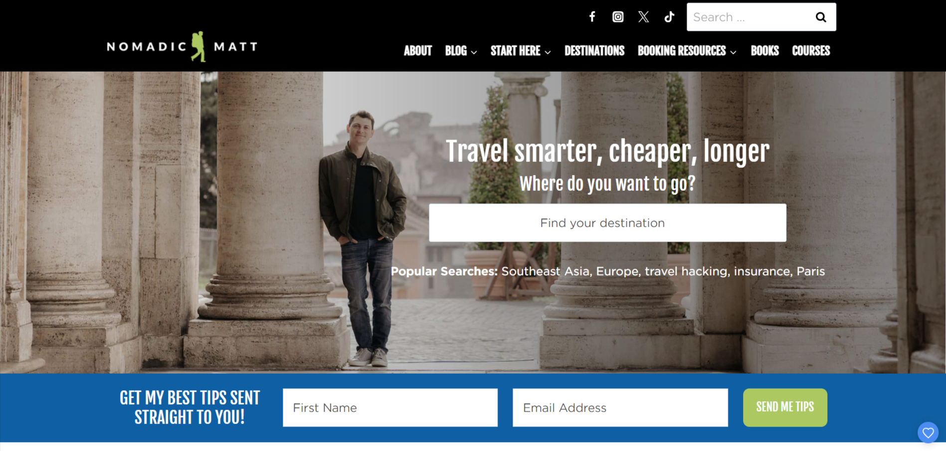 Nomadic-Matts-Travel-Site screenshot