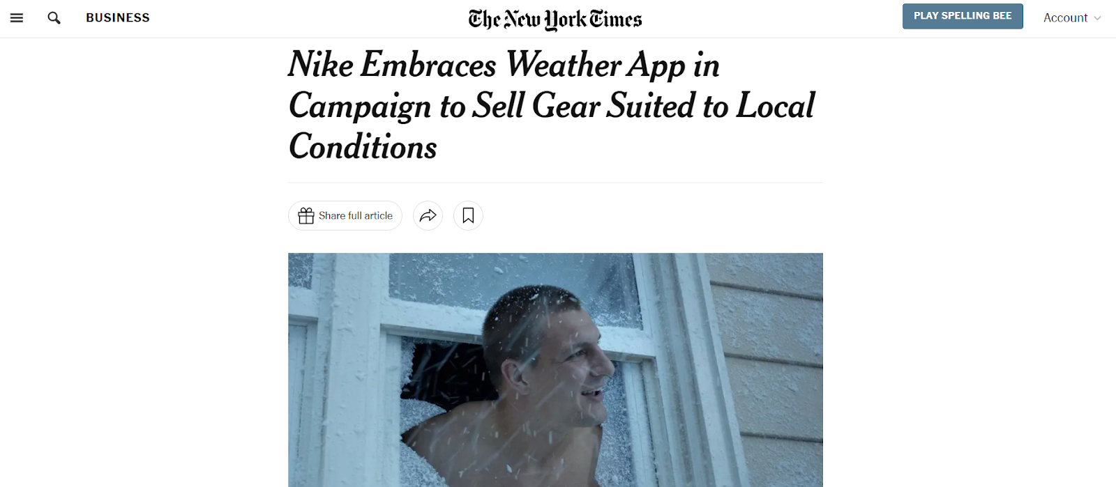 Optimization and testing nike embrace weather app to sell to local conditions article screenshot