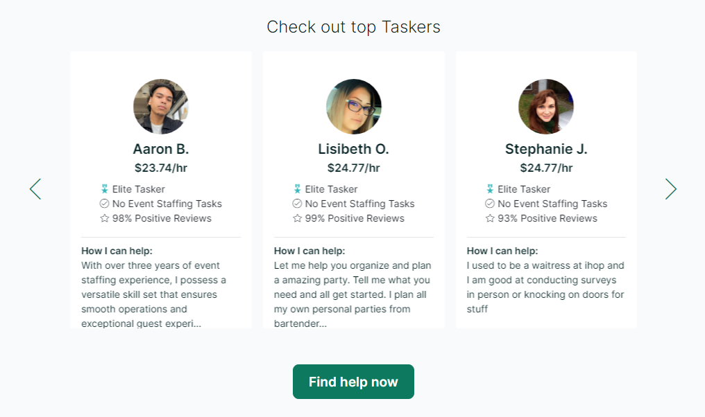 Pick up shifts in hospitality taskrabbit screenshot