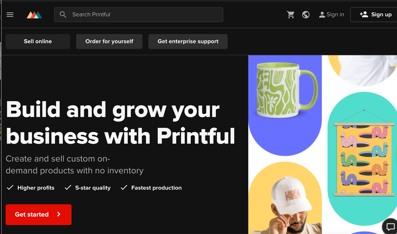 Printful Homepage Screenshot