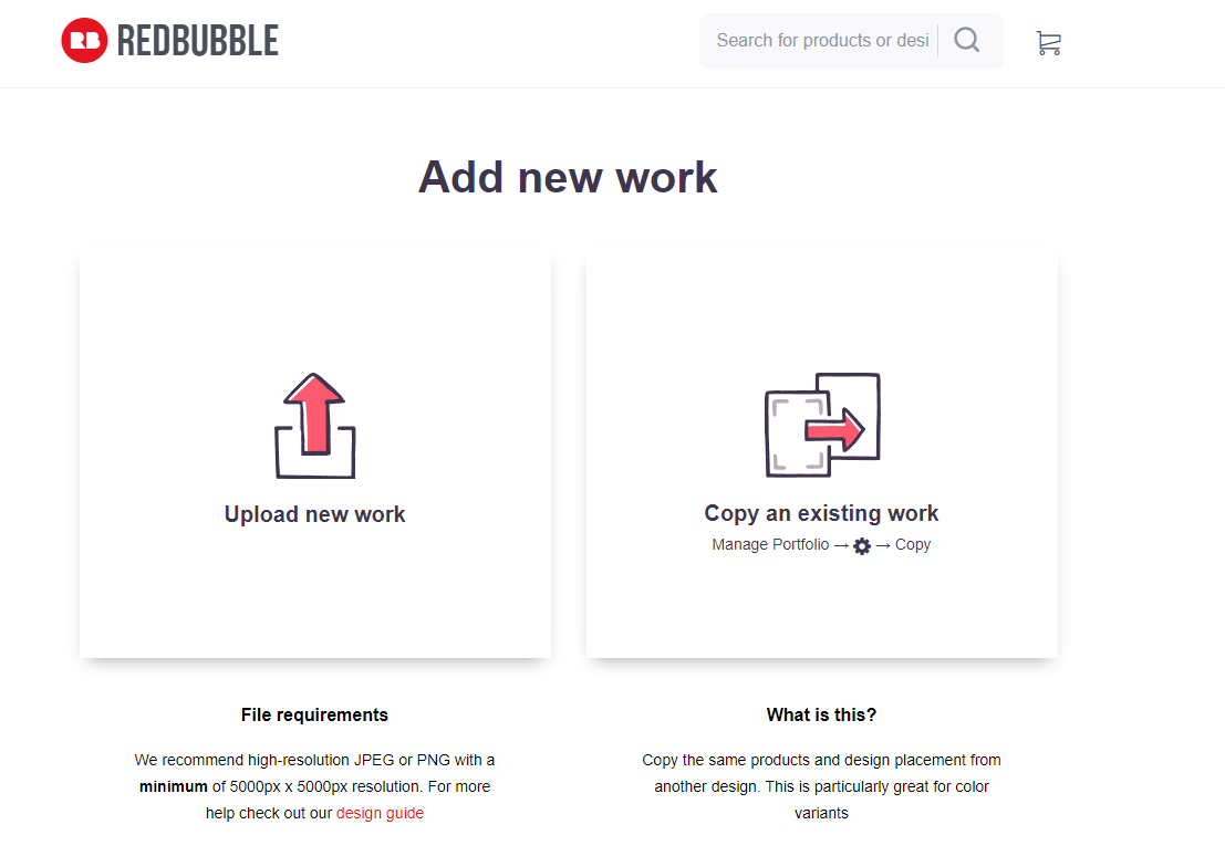 Redbubble add new work