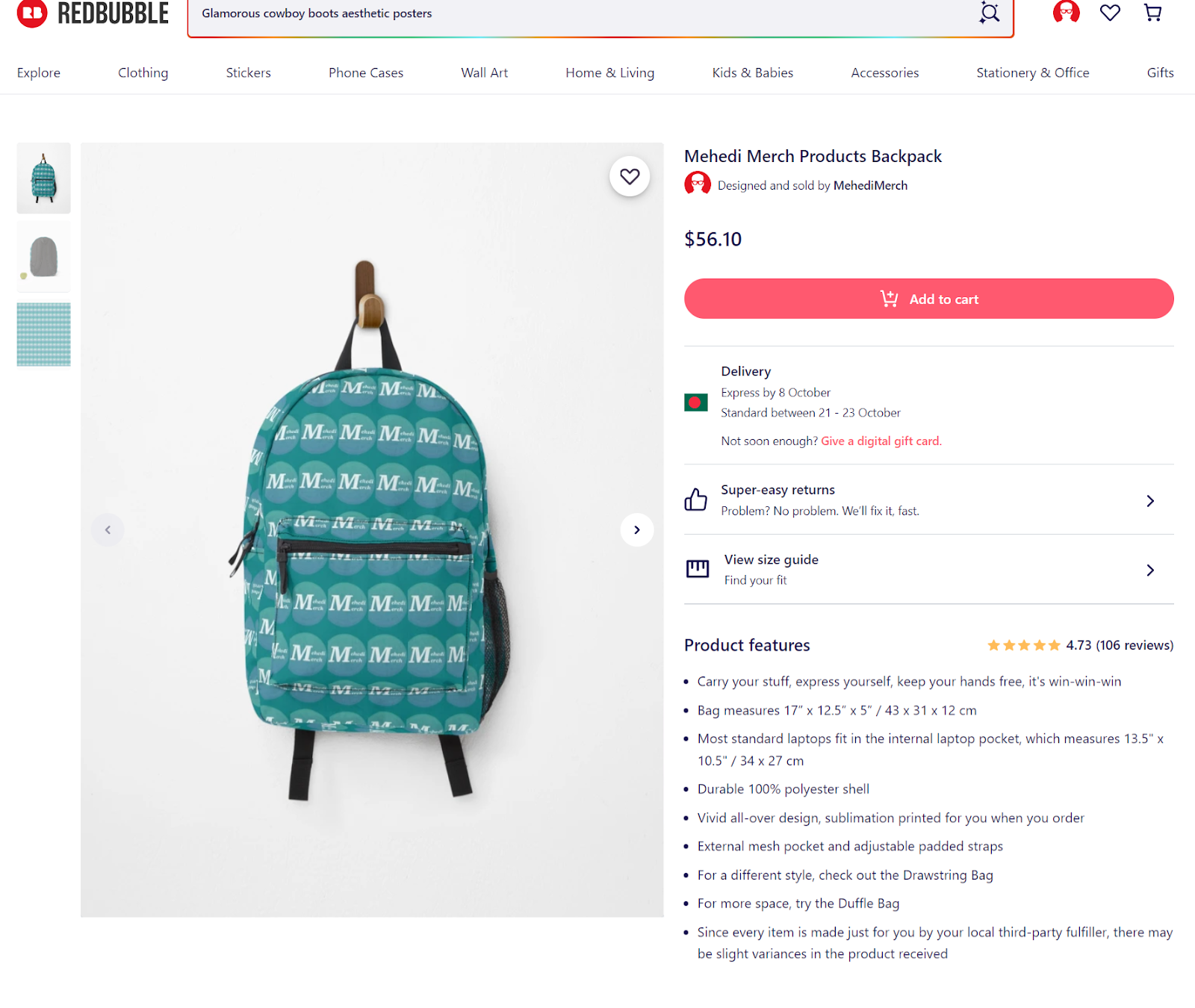 Redbubble backpacks