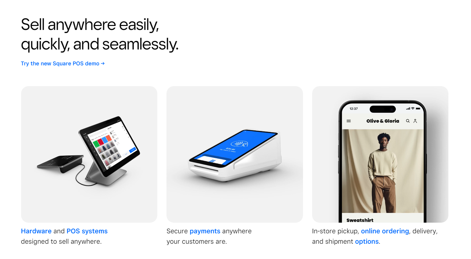 Square homepage screenshot