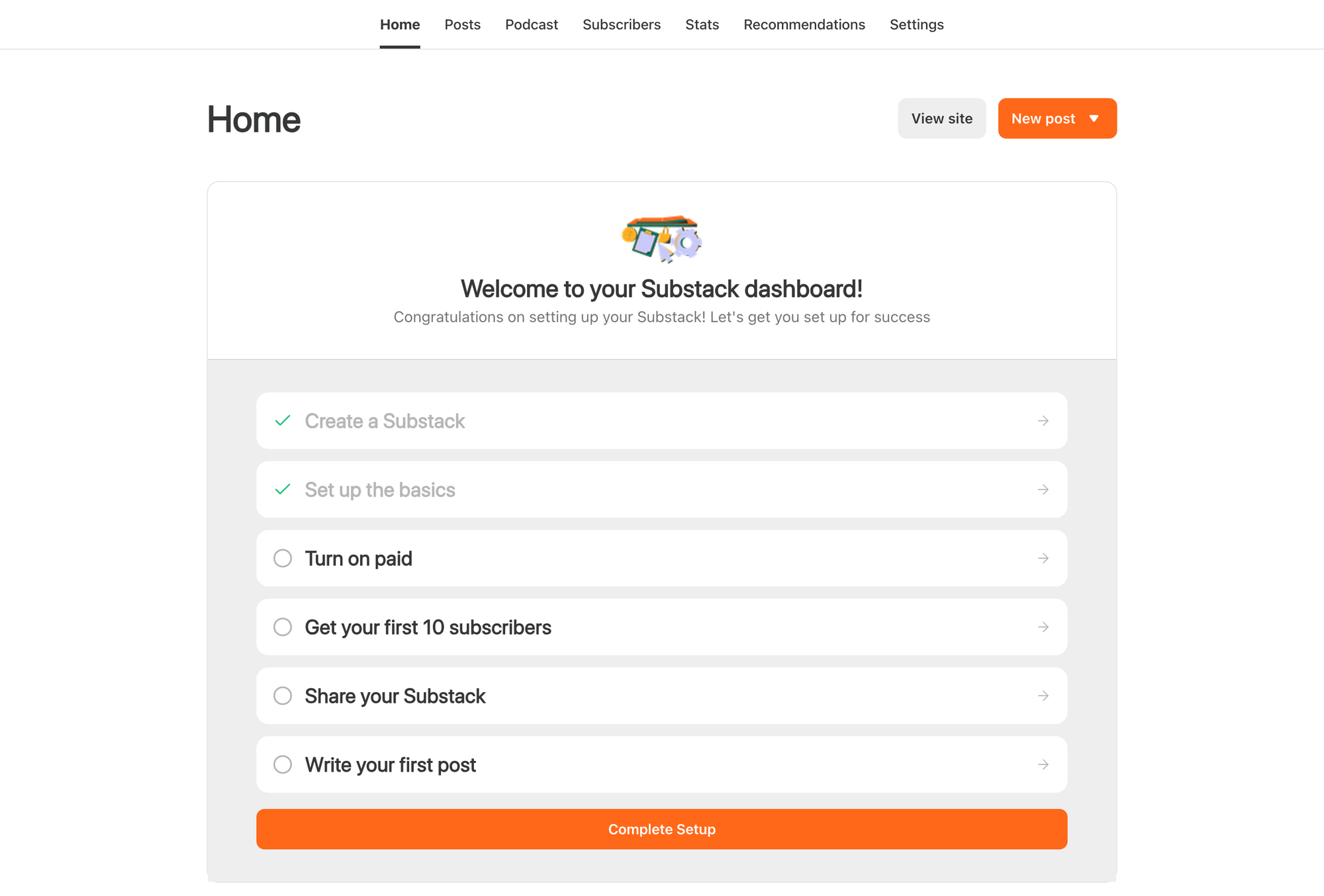 Substack dashboard