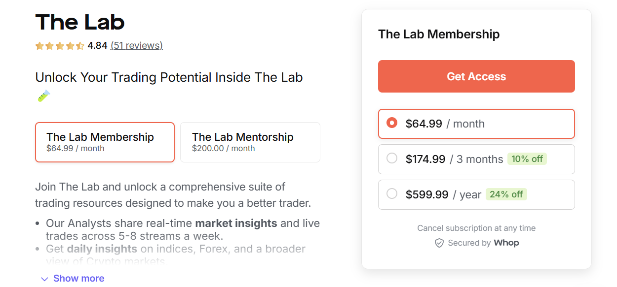 The lab whop marketplace screenshot