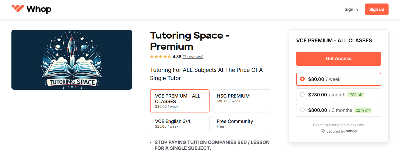 Tutoring_Space_Whop_Screenshot
