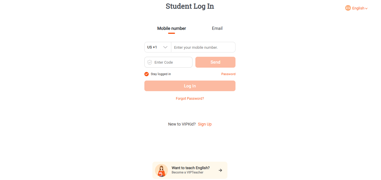 VIPKid_student_login_page