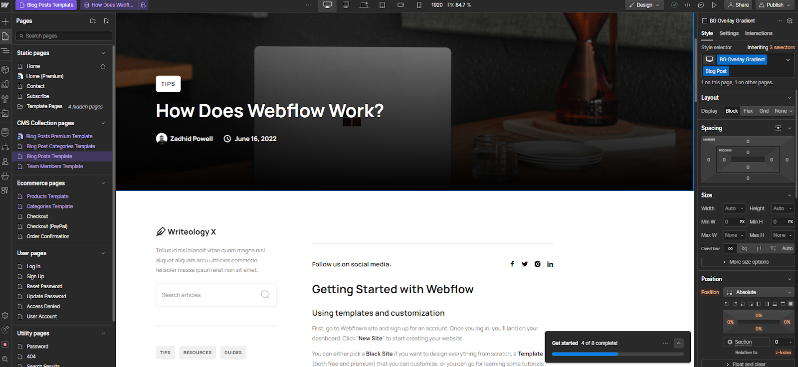 Webflow dynamic elements