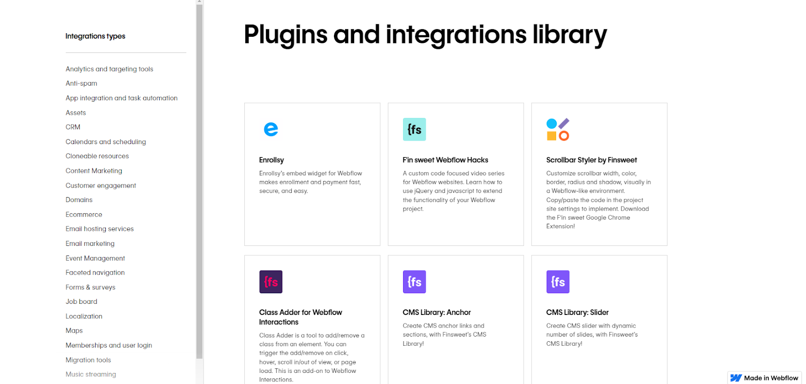 Webflow plugins