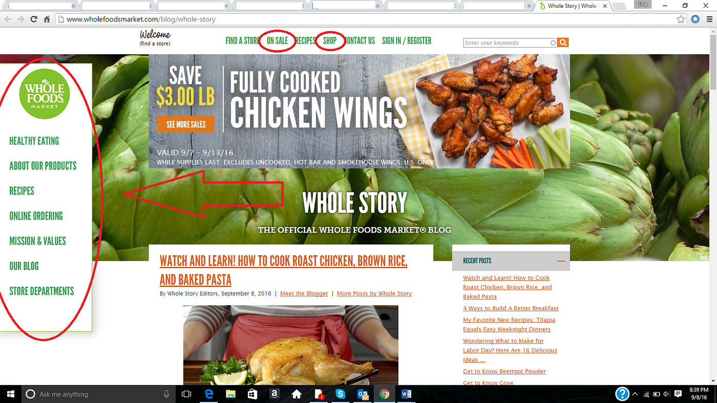 Whole Foods & recipe websites contextual advertising example