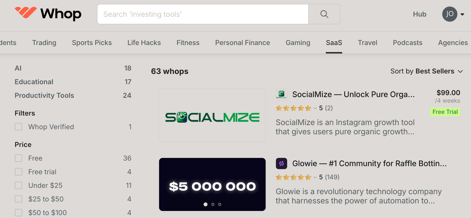 Whop SaaS marketplace