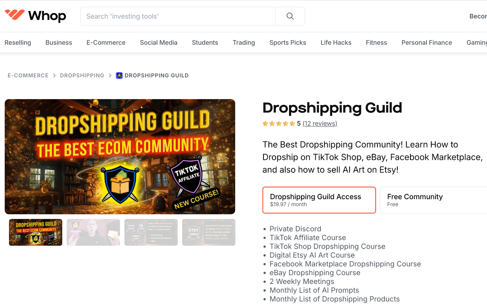 Whop dropshipping guilde