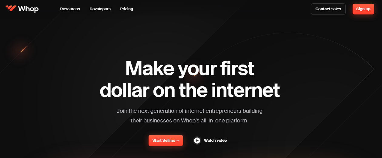 Whop homepage