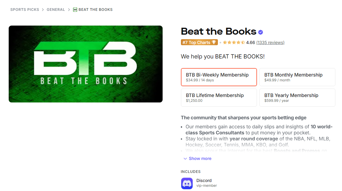 beat the books marketplace screenshot whop