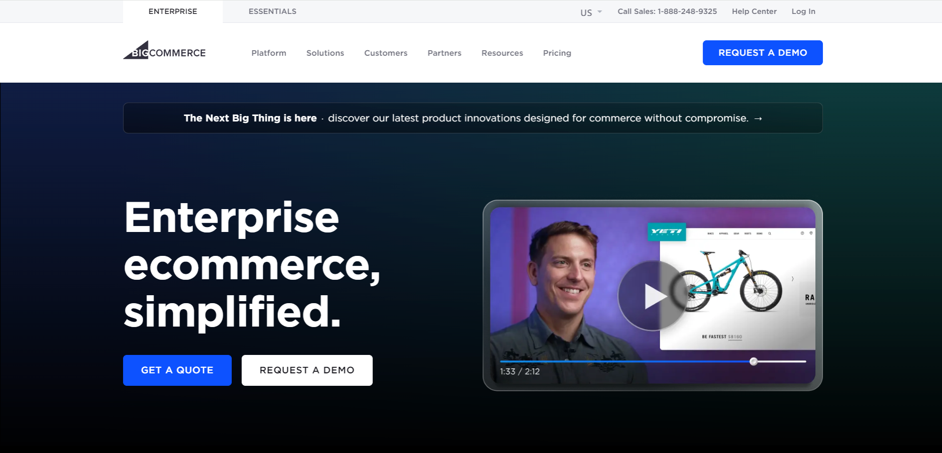 big commerce homepage