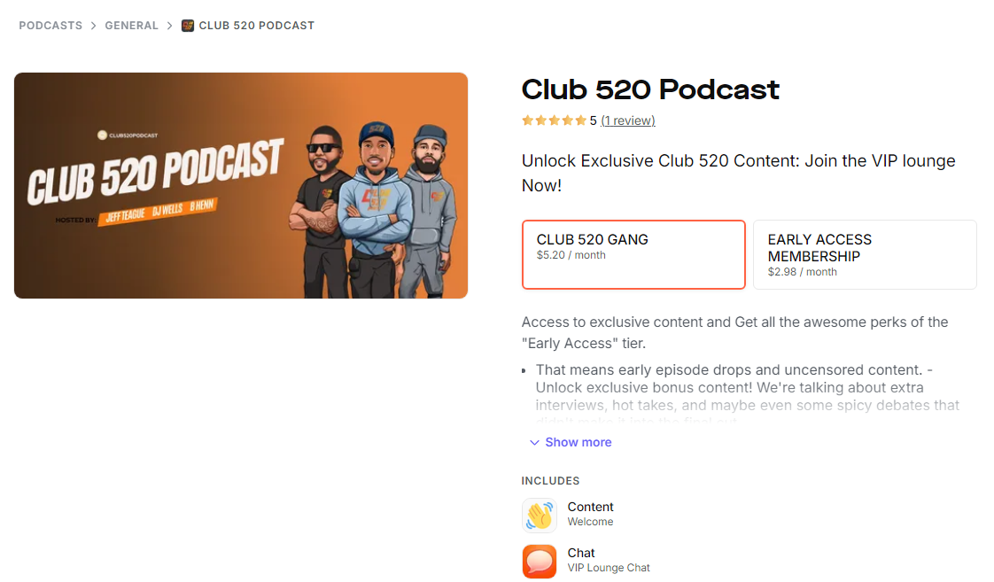 club 520 podcast screenshot whop