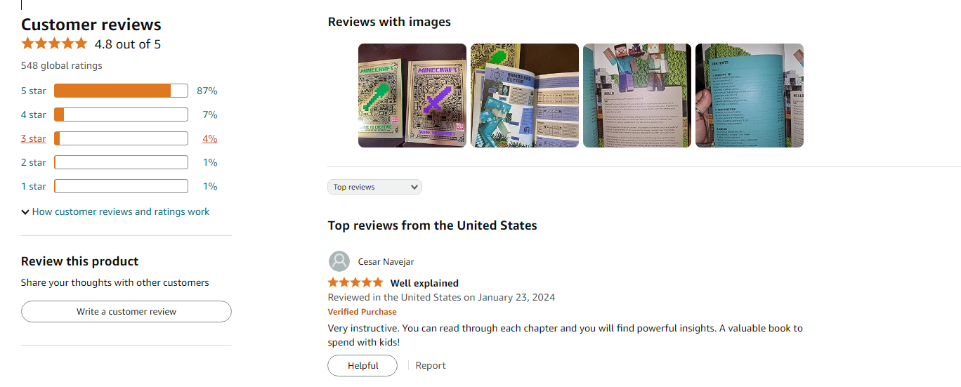 customer reviews of ebook screenshot