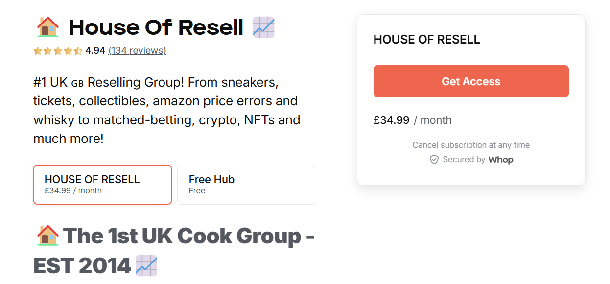 house of resell marketplace signup dashboard screenshot