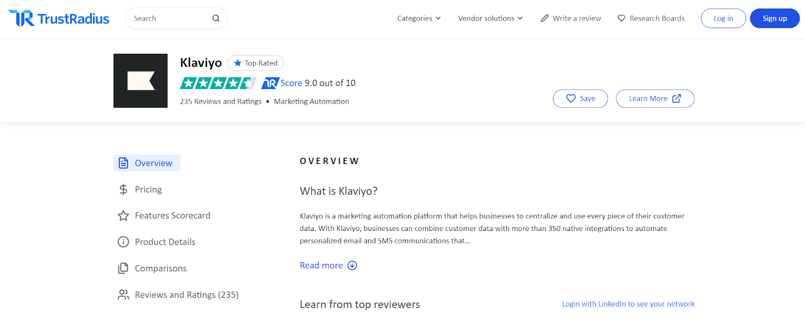 klaviyo reviews screenshot