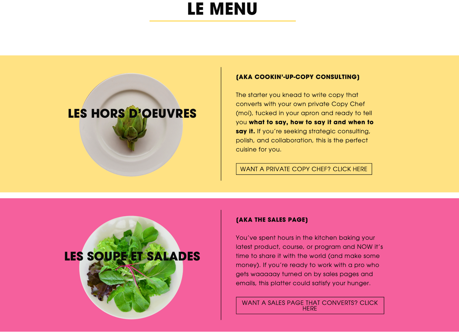 le menu