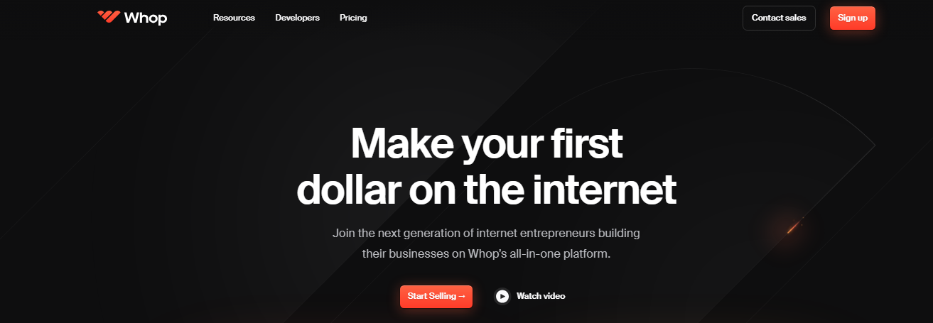 make your first dollar on the internet whop screenshot