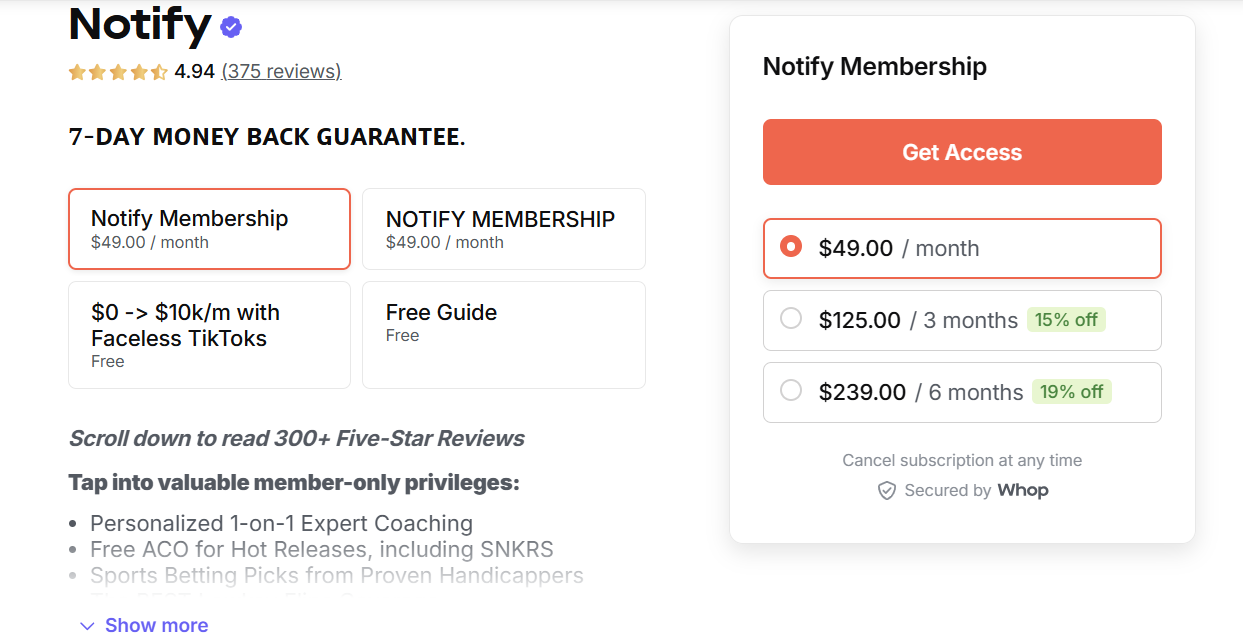 notify memberships