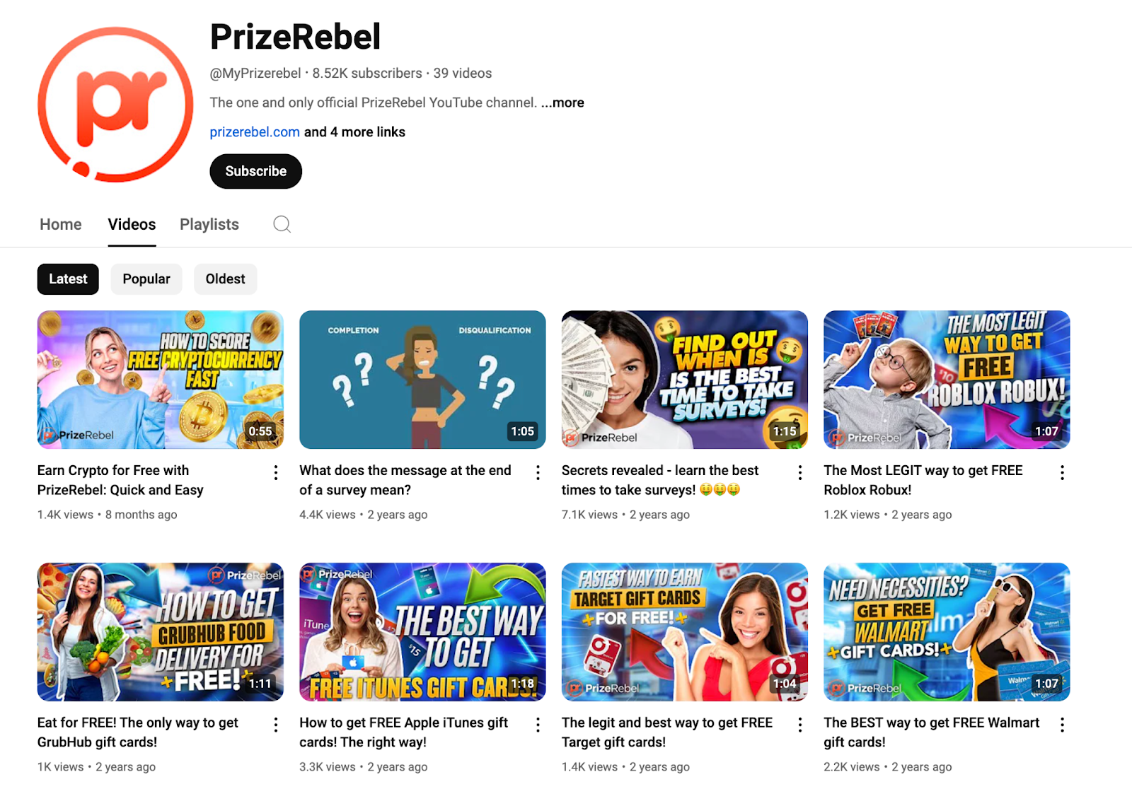 prizerebel YouTube 