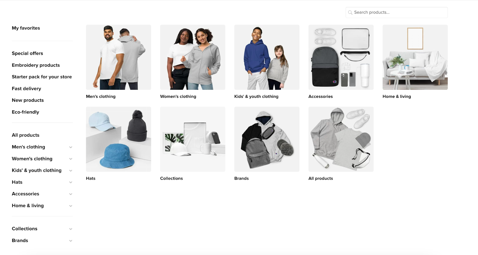 product catalogue printful screenshot