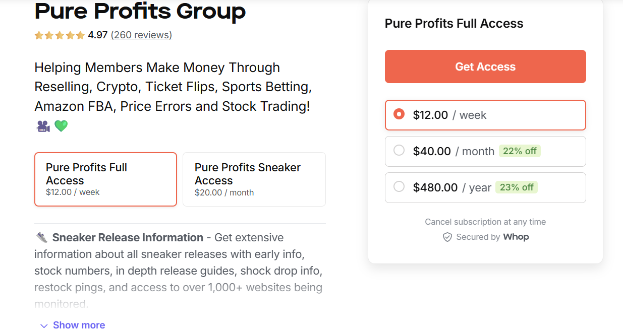 pure profits membership