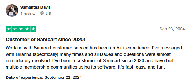 samcart trust pilot