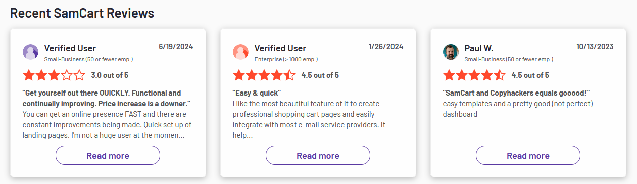 samcart reviews