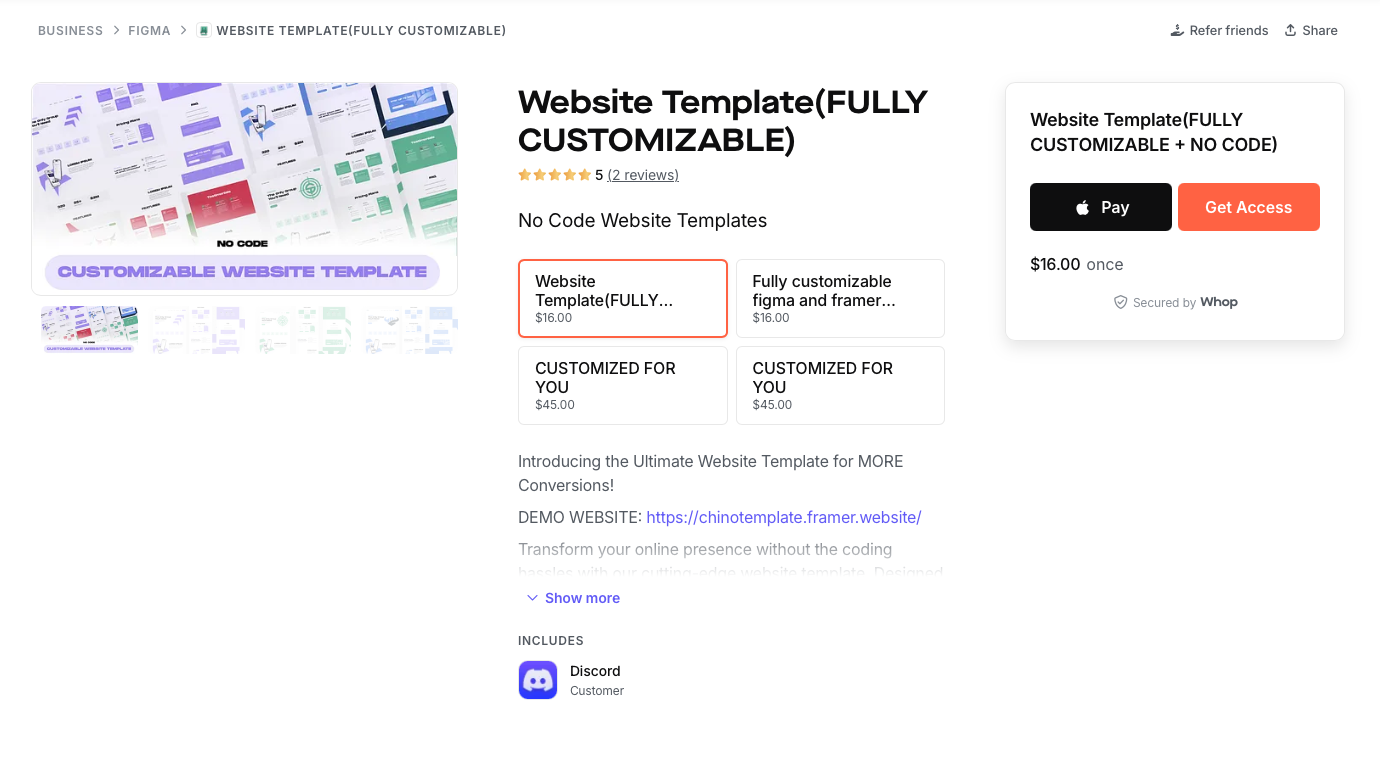 sell templates and worksheets whop marketplace screenshot