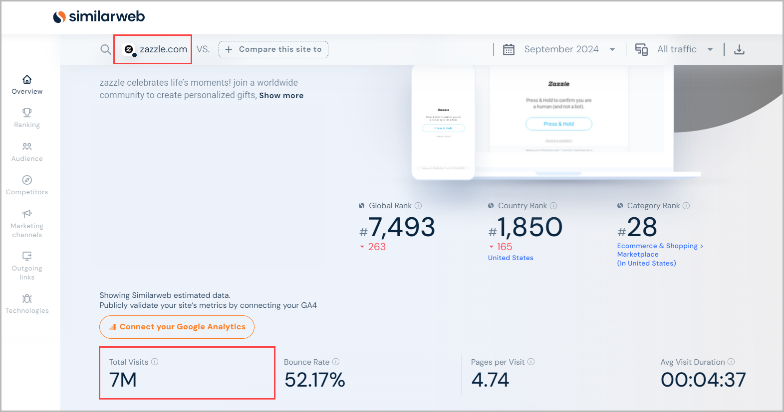 similarweb analytics screenshot