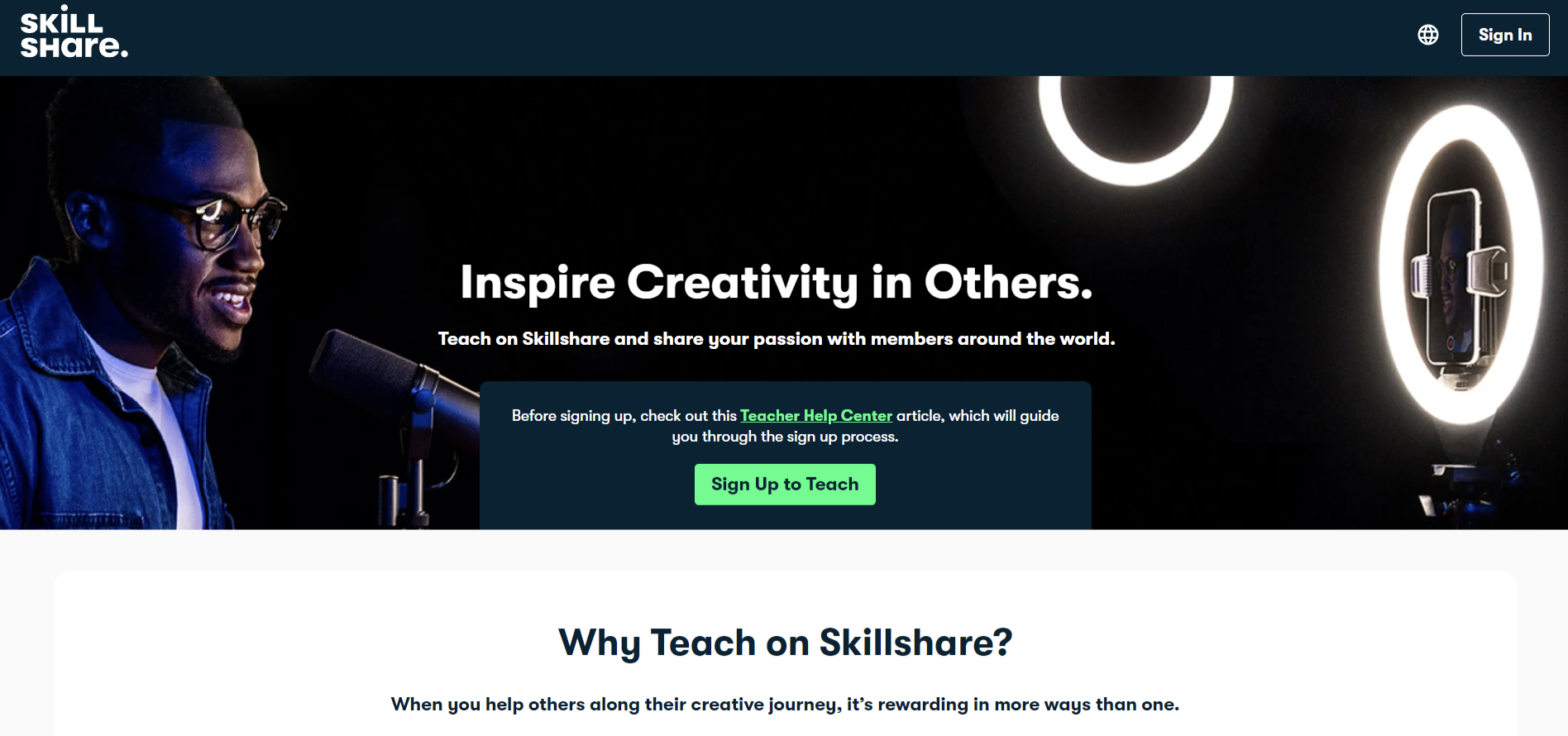 skillshare homepage