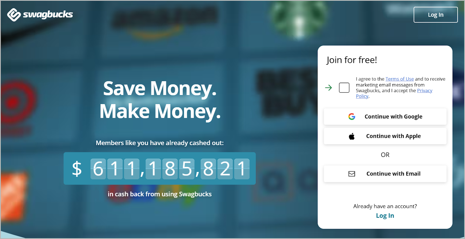 swagbucks home page screenshot