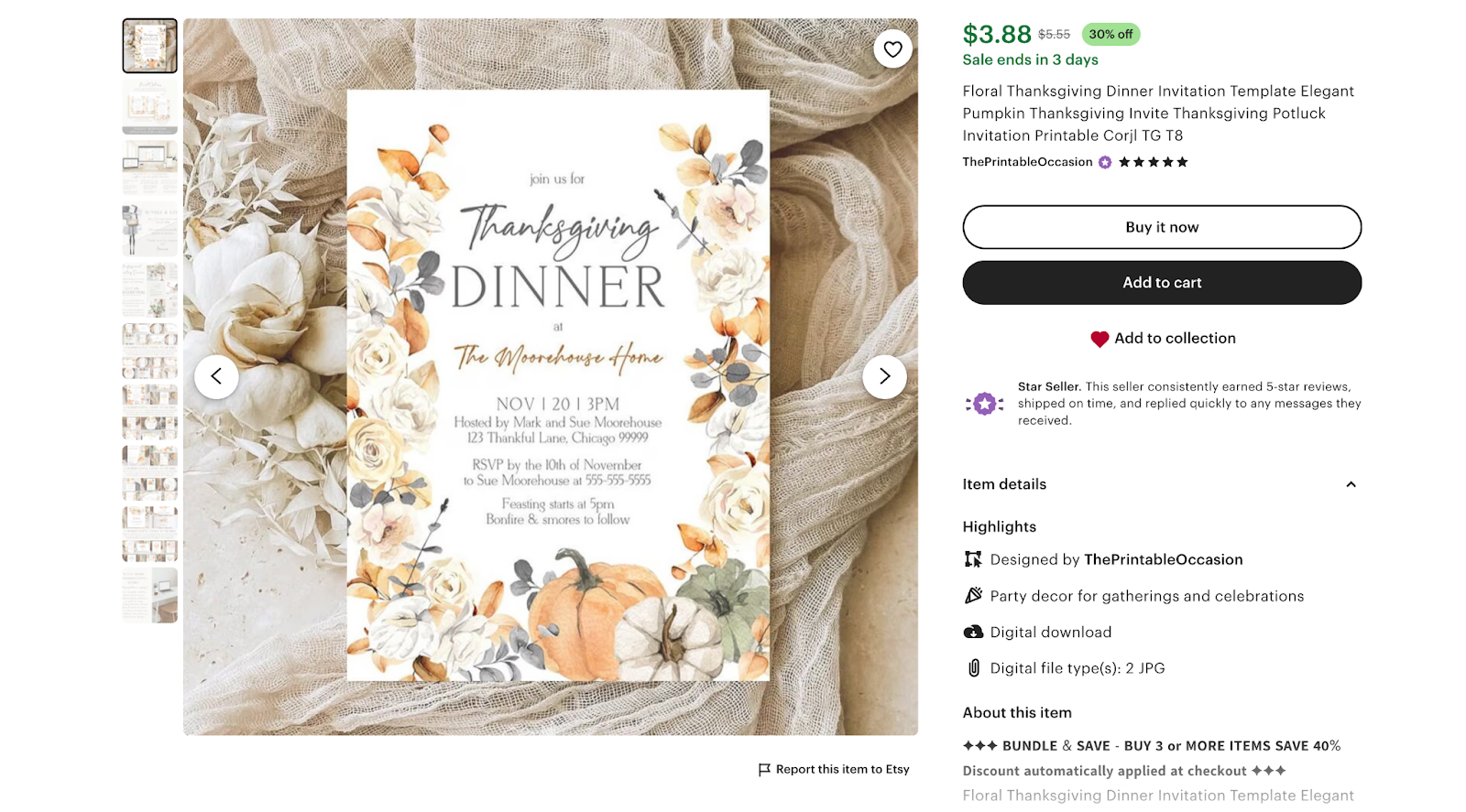 Thanksgiving digital products