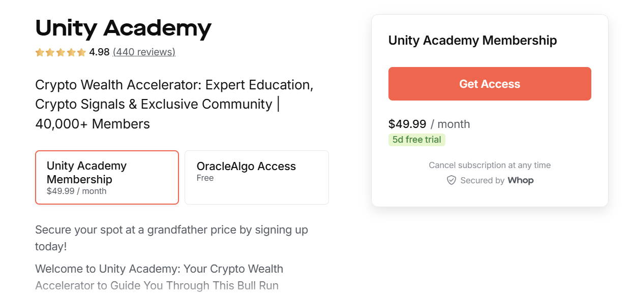 unity academy price